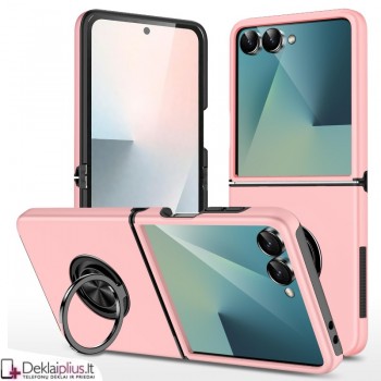 Plastikinis dėklas su žiedu - rūžavas (Samsung Galaxy Z Flip 7) Plastikinis dėklas su žiedu - rūžavas (Samsung Galaxy Z Flip 7)